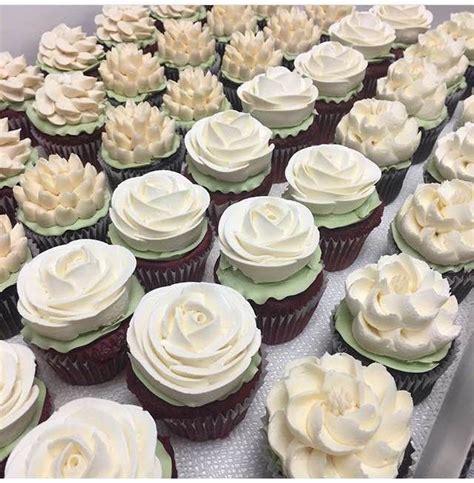 White And Cream Floral Collection Green Cupcakes Floral Cupcakes