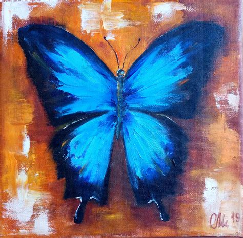 Pictures Blue Butterfly Oil Painting купить на Ярмарке Мастеров
