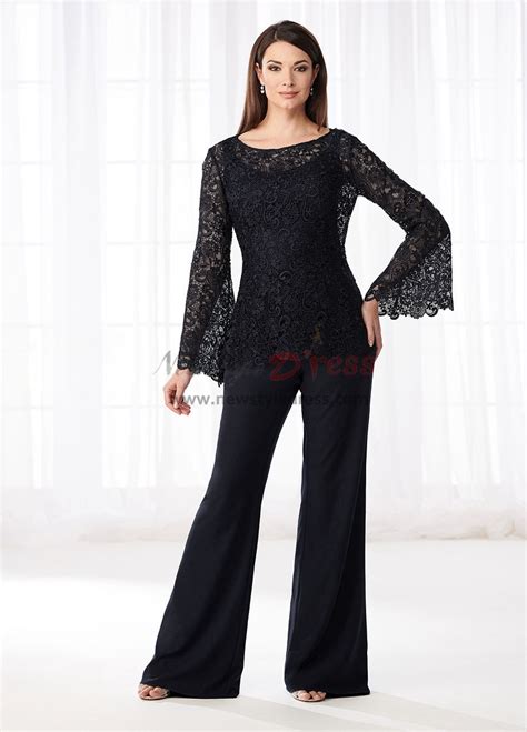 Mother Of The Bride Pant Suits Dresses Lace Two Piece Pants Outfit Purple Nmo 531