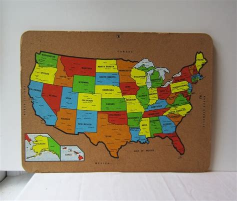 Colorful Vintage United States Map Bulletin Cork Board