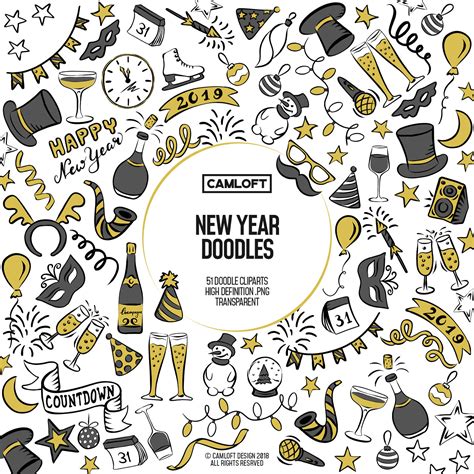 New Year Doodle Cliparts New Year Doodles Doodle Drawings New Year