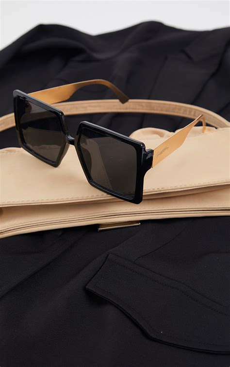 Plt Black Square Oversized Sunglasses Prettylittlething Usa