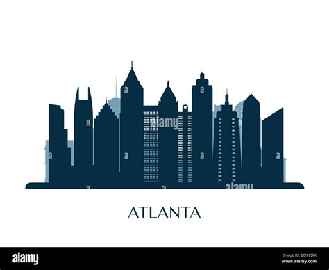 Atlanta Skyline Monochrome Silhouette Vector Illustration Stock