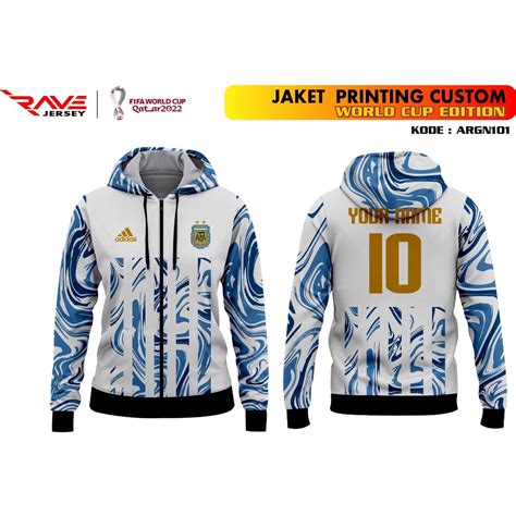 Jual Jaket Bola Argentina Piala Dunia 2022 Printing Sublim Custom