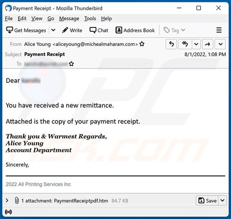 Please Find Attached Receipt Email Scam 2023
