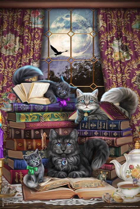 Storytime Cats And Books By Brigid Ashwood Art Print Mural Poster 36x54