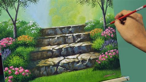 Acrylic Landscape Painting Lesson Stairway To Flower