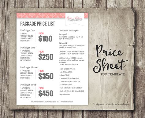 Photography Pricing Template Photography Marketing Etsy