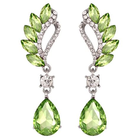 beautiful female long big crystal earrings cuffs fashion jewelry bridal wedding vintage drop