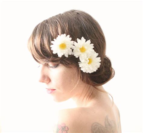 Daisy Hair Clips Bridal Accessories Flower Bridal By Whichgoose