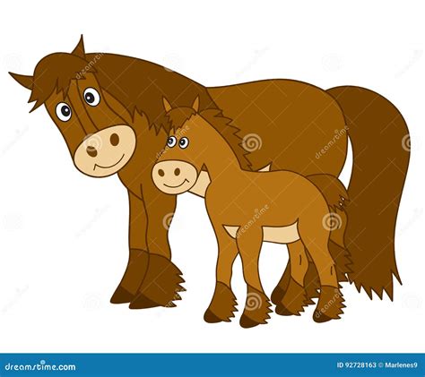 Vector Cartoon Horse With Foal Stock Vector Illustration Of Mammal