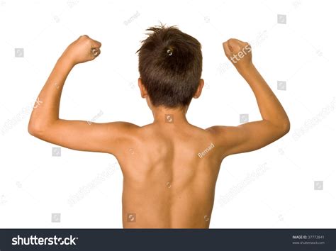 Boy Flexing His Back And Arm Muscles Stock Photo 37773841 Shutterstock