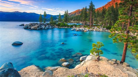 Nature Landscape Lake Trees Rocks Clear Water Water Ripples