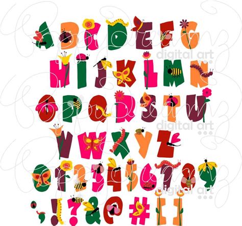 Garden Bug Alphabet Clip Art Pack 300 Dpi Png Digital Etsy