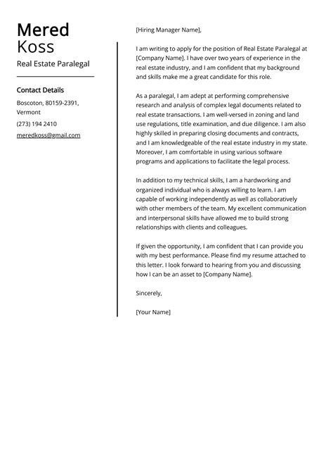 Real Estate Paralegal Cover Letter Examples Template And 20 Tips