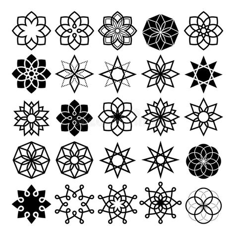 Downloade dieses freie bild zum thema hibiskus lineart blume aus pixabays umfangreicher sammlung an public domain bildern und videos. Geometrische Blumen- Und Sternsammlung, Lineart Abstrakte ...