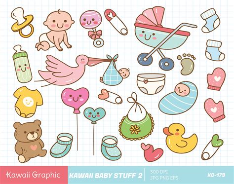 Cute Kawaii Baby Doodle Clipart Cute Vector Clipart Digital Download