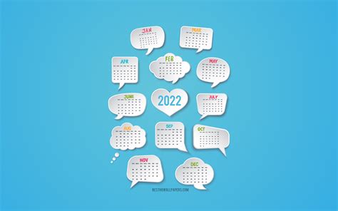 Download Wallpapers 2022 Calendar 4k Blue Background 2022