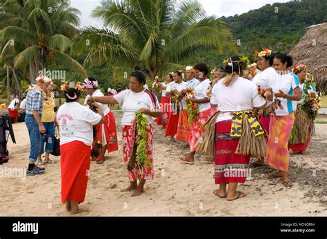Kioa Island Fiji South Pacific Micronesia Natives Passing Out Leis