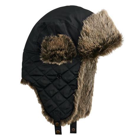 Mens Urban Pipeline™ Quilted Trapper Hat With Faux Fur Trim Trapper