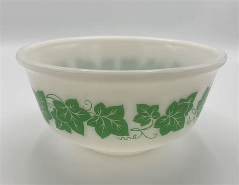Vintage Hazel Atlas Ivy Milk Glass Mixing Bowl 7 1 4 X Etsy