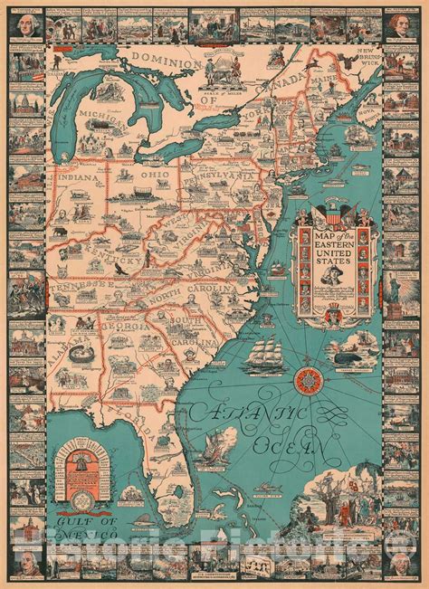 Historic Map Tyng Pictorial Map Of The Eastern United States 1929