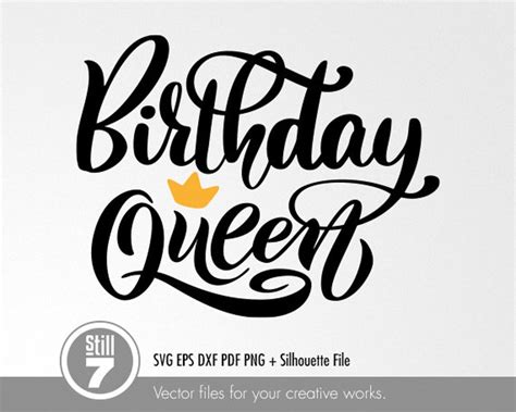 Birthday Queen Lettering Svg Svg Cutting File Eps Dxf Pdf - Etsy