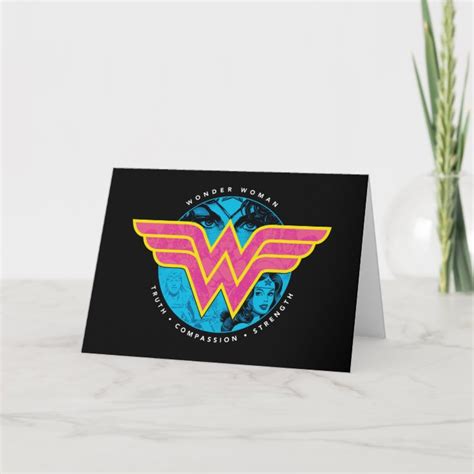 Truth Compassion Strength Comic Wonder Woman Logo Card Zazzle