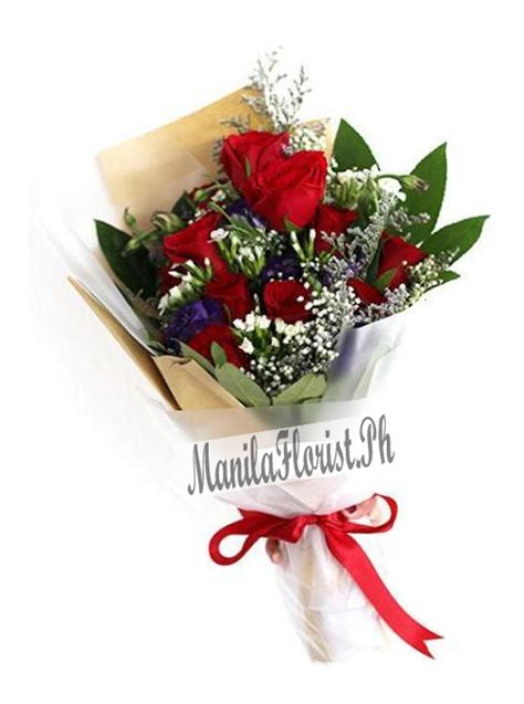 Buy 12 Red Roses And Greenery In Bouquet To Manila Philippines