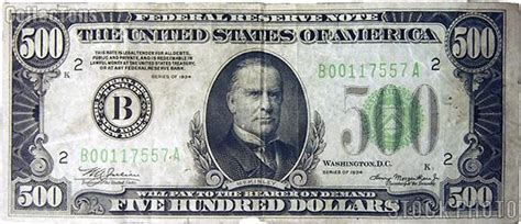 Five Hundred Dollar Bill 1934 Series Us Currency Good Or Better