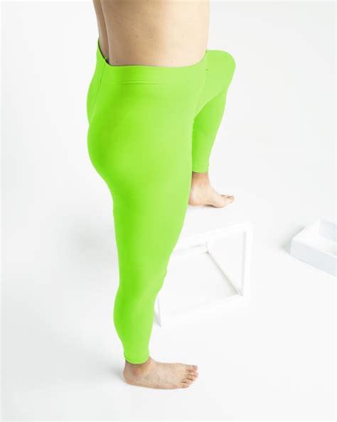neon green microfiber ankle length footless tights style 1025 we love colors