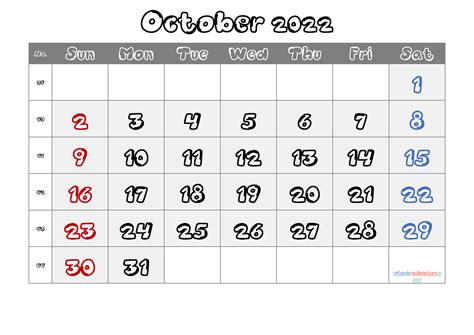 Free Printable Calendar October 2021 2022 And 2023