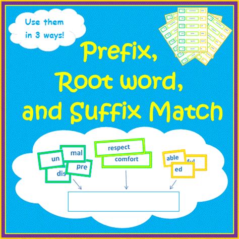 Prefix Suffix Root Word Matching Game Prefixes And Suffixes Root Words Prefixes