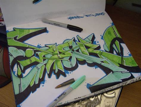 Sketch Graffiti Letters Viper With Wildstyle Character On Paper
