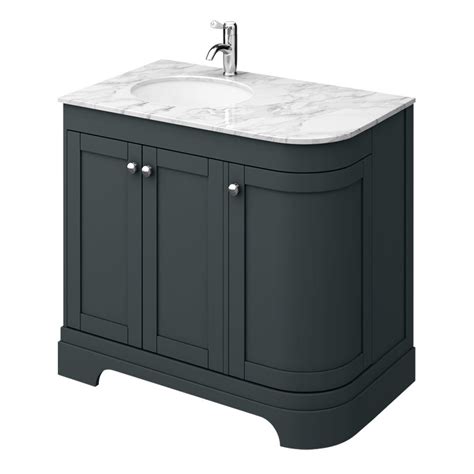 Period Bathroom Co 920mm Lh Offset Vanity Unit With White Marble Basin