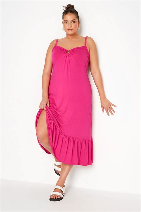 Limited Collection Curve Hot Pink Midaxi Kleid Mit Ringdetail Yours