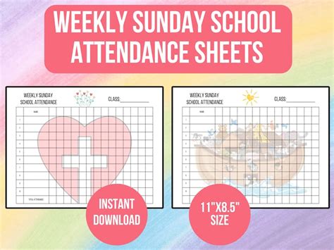 Printable Sunday School Attendance Sheets Weekly Chart Kids Church