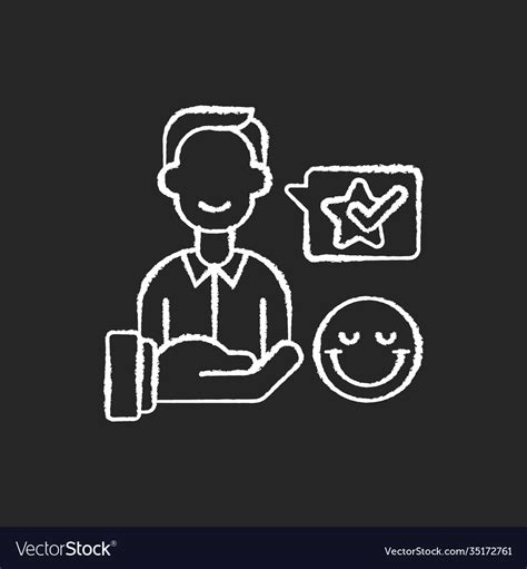Customer Satisfaction Chalk White Icon On Black Vector Image
