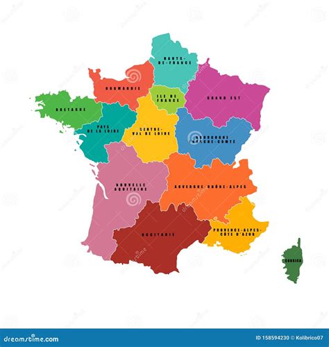 France Regions Map Vector Map French Regions Stock Vector