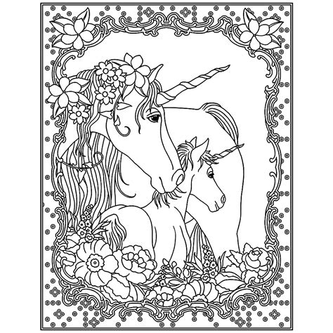 Kleurplaat eenhoorn of kleurplaat unicorn (= engels voor eenhoorn) downloaden? Leuk voor kids - Eenhoorn moeder en haar jonkie