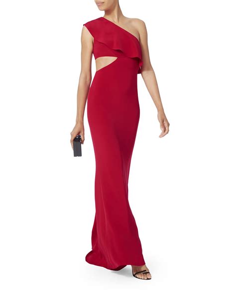 Ruffled One Shoulder Cutout Detail Gown | Red dress, Chic dress, Silk gown