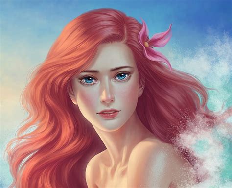 Ariel Mermaid Siren Face Pink Blue Frumusete Luminos Fantasy Vara Summer Hd Wallpaper