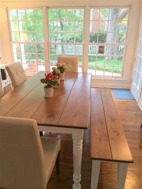 Custom Farmhouse Style Dining Table With Matching Bench Etsy