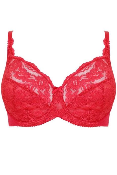 Red Stretch Lace Non Padded Underwired Bra