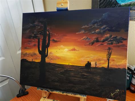 Desert Sunset 18x24 Acrylic Painting Rpainting