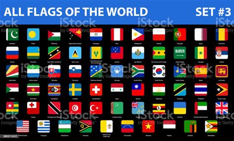 All Flags Of The World In Alphabetical Order Flat Style Set 3 Of 3