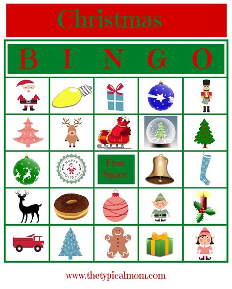 Free Printable Christmas Bingo Cards With Words