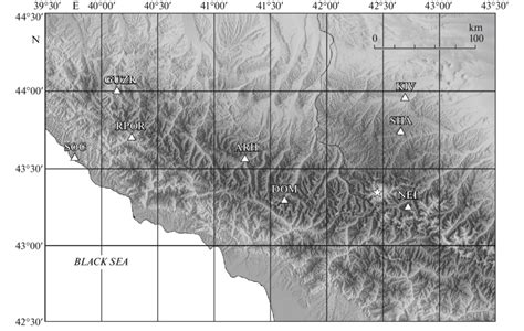Map Showing Locations Of The Seismic Stations Belonging To