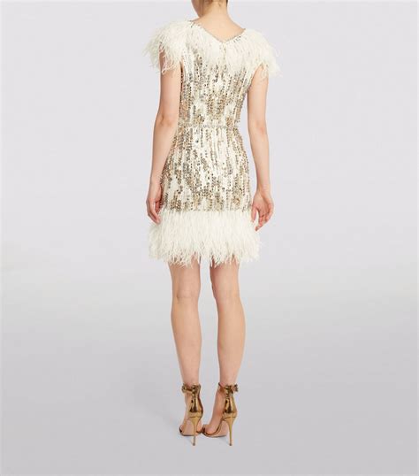 Jenny Packham Ivory Feather Trim Ginger Mini Dress Harrods Uk