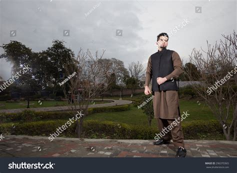 Portrait Young Man Traditional Pathan Dress Stock Photo 296370365